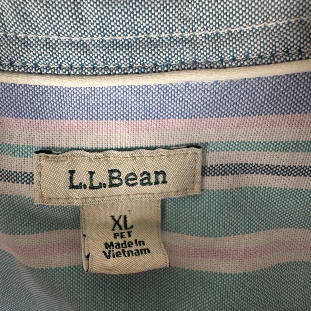 LL Bean Petite XL Striped Organic Cotton Oxford Button Down Shirt 506878 - Picture 3 of 7